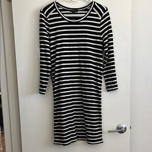 J. Crew Cotton Jersey Striped Long Sleeve Dress w/ Unique Zipper Detail!